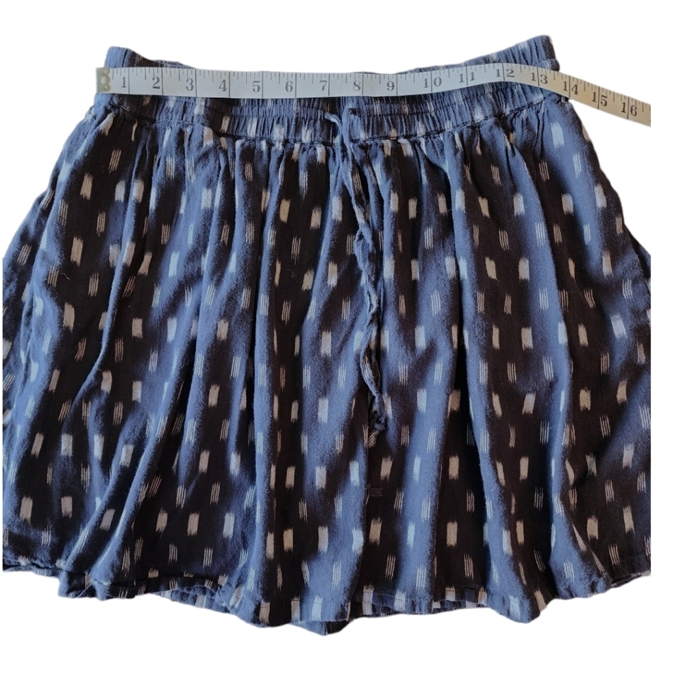 Madewell navy blue and white ikat style print pull on skirt with pockets S - Picture 6 of 11